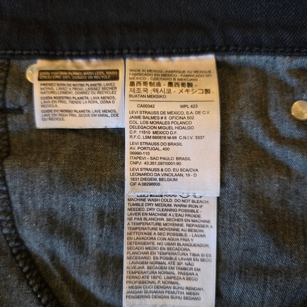 Levis 511 Slim Fit Black Denim Jeans Mens 42x32 04511-4406 - Picture 9 of 10